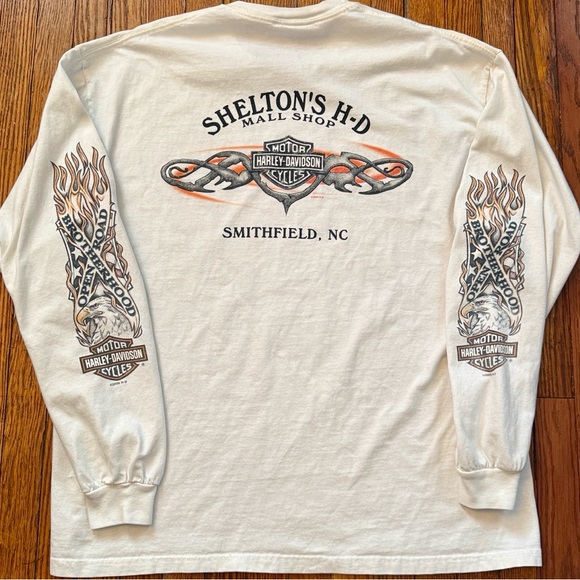 ‘06 Harley-Davidson Vintage Long Sleeve T-Shirt w/ Flame Graphic Y2K - Picture 2 of 10